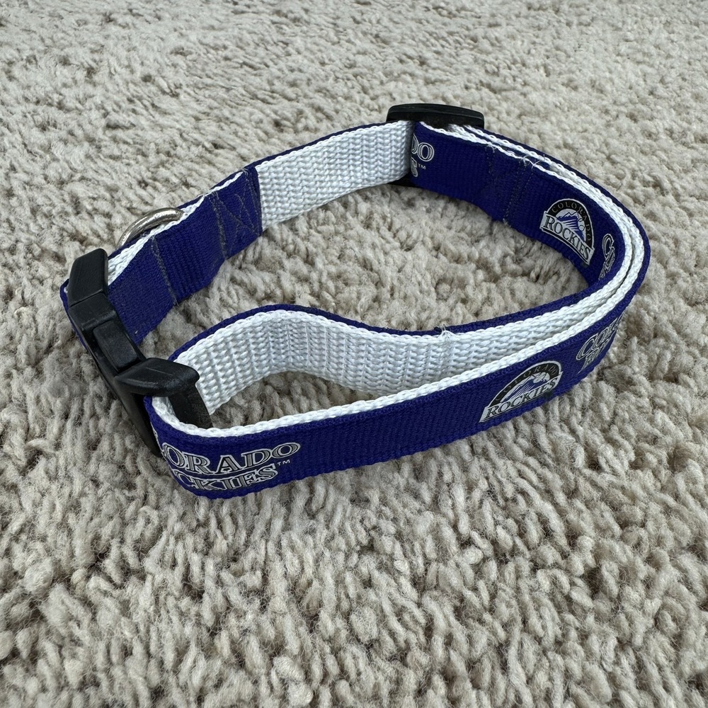 Colorado Rockies Dog Pet Collar Adjustable Medium 3/4" W Blue White MLB NWOT